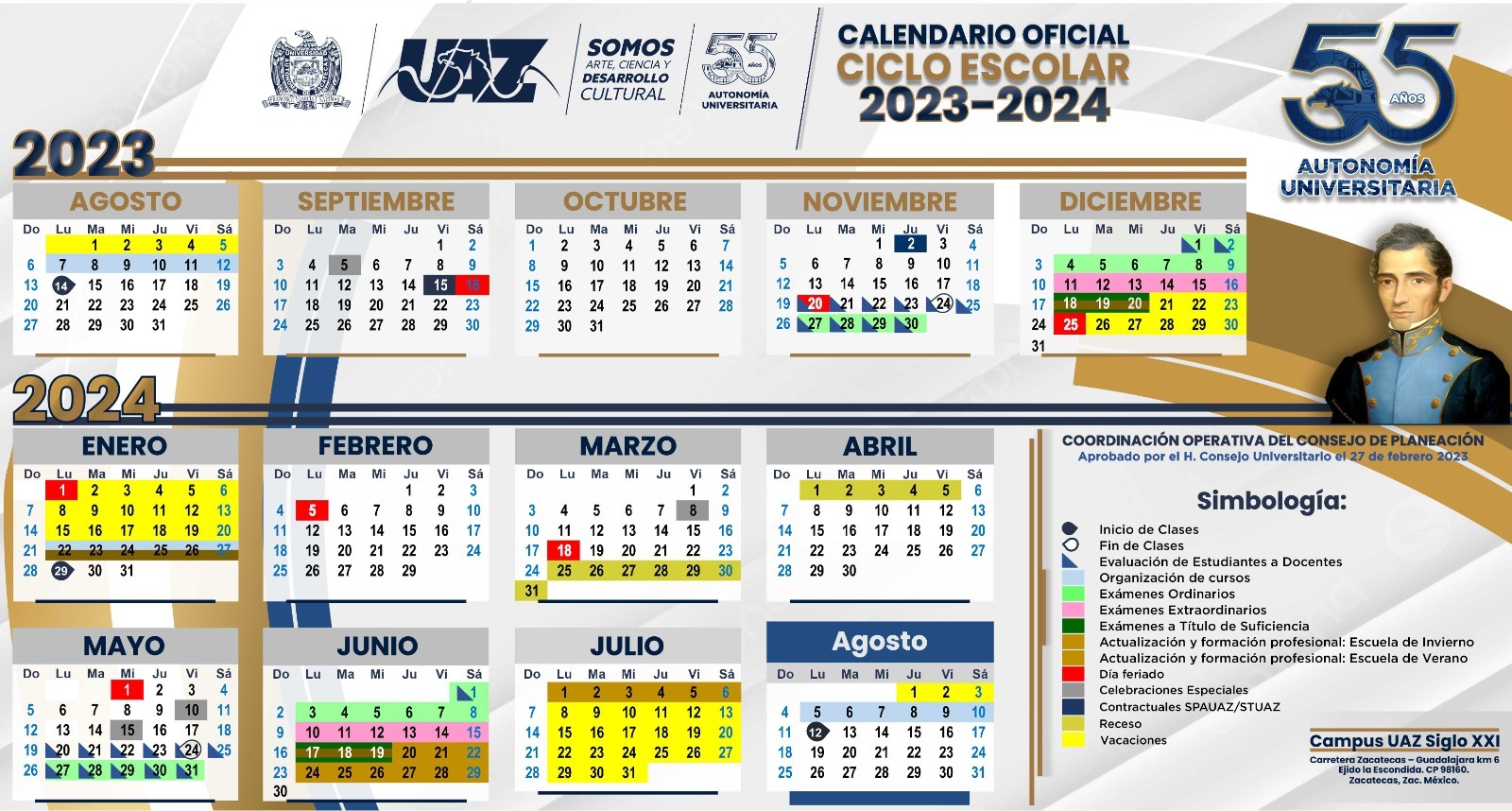 Calendario escolar Doctorado en Ciencias de la Ingeniería